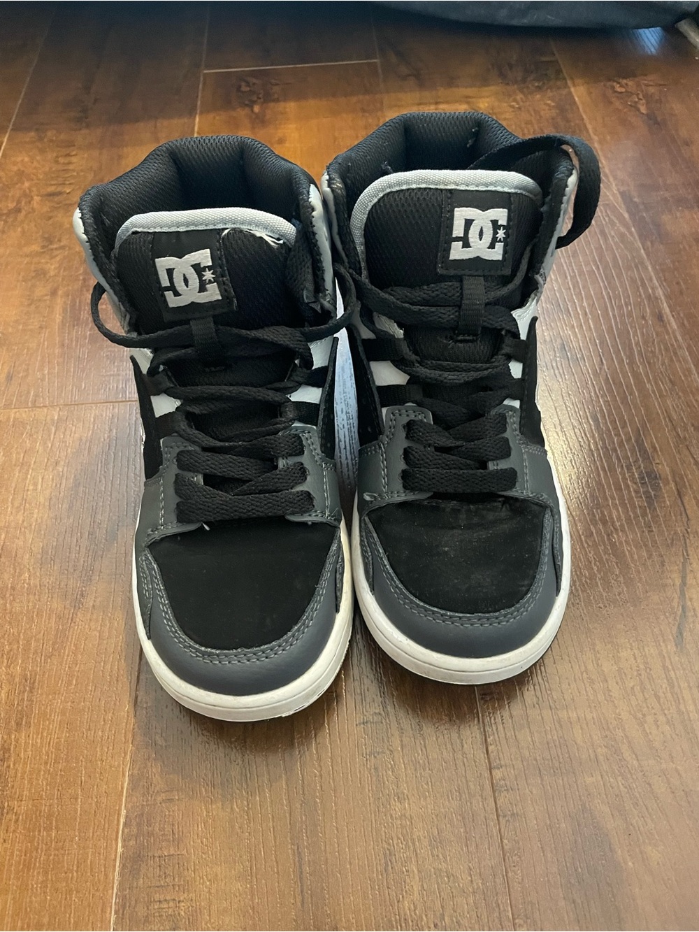 DC Kids Black and Gray High-Top Skate Sneakers